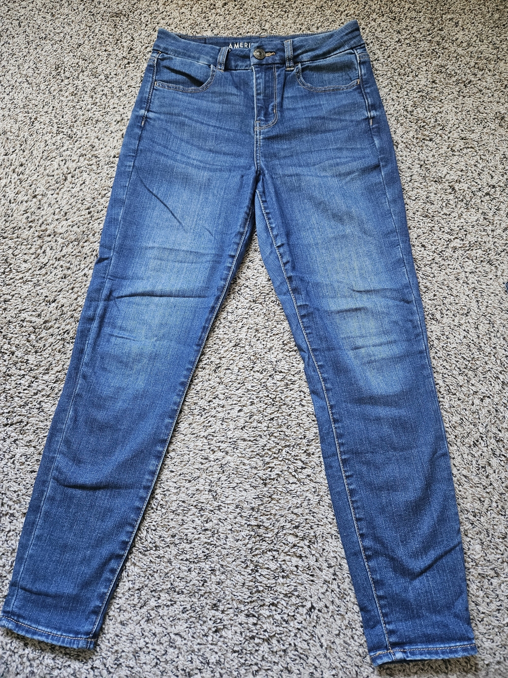 🌺American Eagle Outfitters Women's Curvy Hi-rise Jegs Blue Denim Size 4S